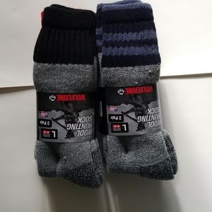 Wolverine merino wool men boot socks 4 pair Large